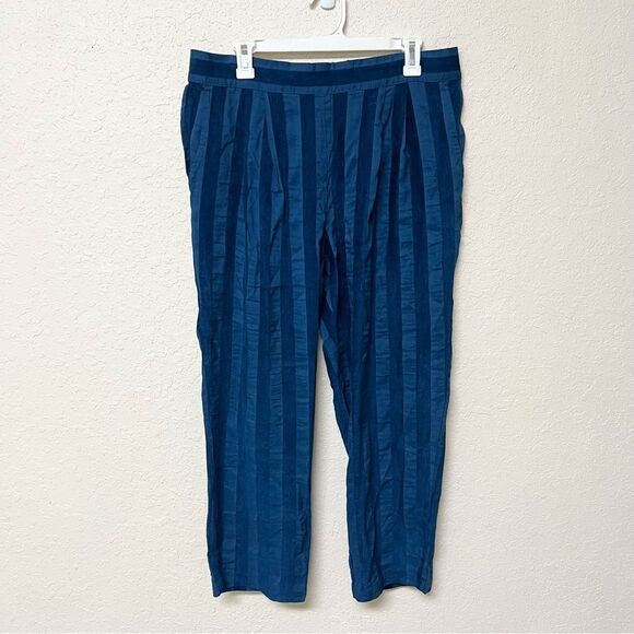 The Odells Blue Cropped Striped Pants Pull On Pockets Size L - Picture 1 of 6